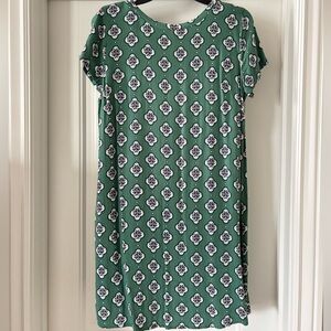 LOFT Outlet Green Floral Pattern Shift Dress
